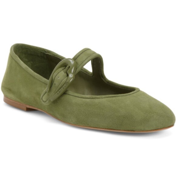 Larroudé Verona Ballet Flat in Seaweed Suede - Picture 1 of 3